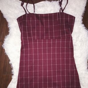 burgundy and white lined dress